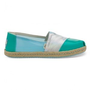 Toms Venice Collection Transparent Jelly Espadrille in Turquoise 8.5 NWT